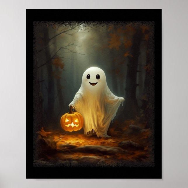 Ghost Walking in the Forest Halloween Costume Mana Poster (Framsidan)