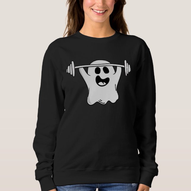 Ghost Weightlifting Halloween Fitness Gym Workout T Shirt (Framsida)