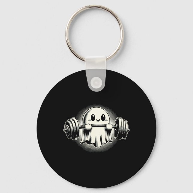 Ghost Weightlyftande Funny Ghost Workout Halloween Nyckelring (Framsida)