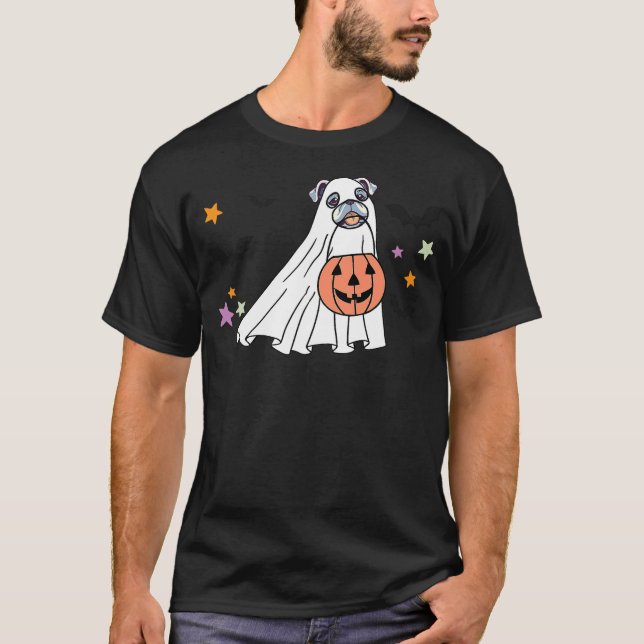 Ghost White English Bulldog Boo Dog Lover Hallowee T Shirt (Framsida)