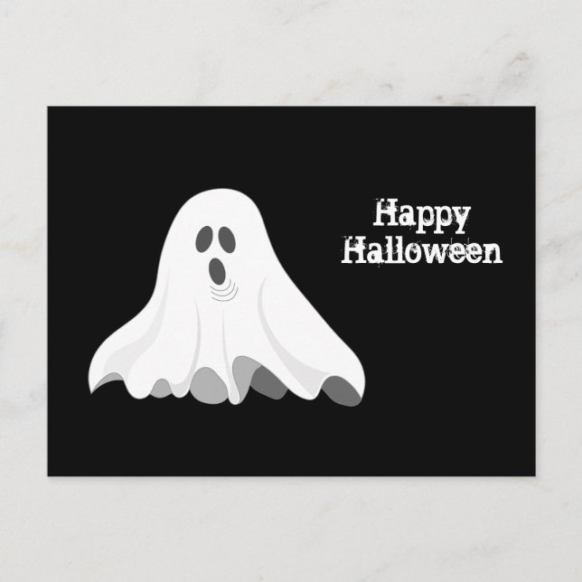 Ghost White Screaming Graphic Halloween Vykort (Framsida)