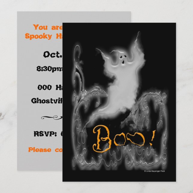 Ghost White-Scrollsar Inbjudningar (Fram/baksida)