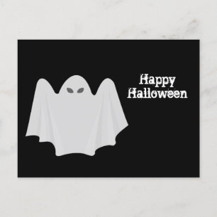 Ghost White Tecknad Graphic Halloween Vykort