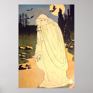 Ghost Witch Fladdermus Måne Spirit Poster