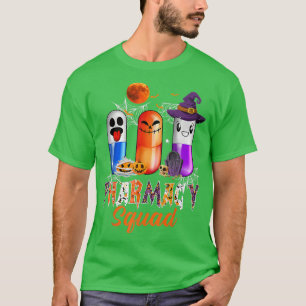 Ghost Witch Pumpkin Pills Pharmacy Squad Halloween T Shirt