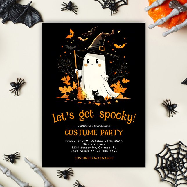 Ghost Witch Spooky oktober Halloween fest Inbjudningar (Ghost Witch Spooky October Halloween Party Invitation)