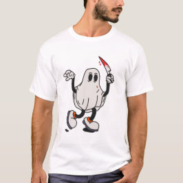 Ghost with blood knife t shirt