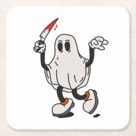 Ghost with blood knife underlägg papper kvadrat