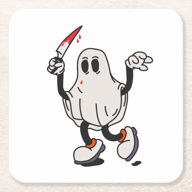Ghost with blood knife underlägg papper kvadrat (Framsidan)