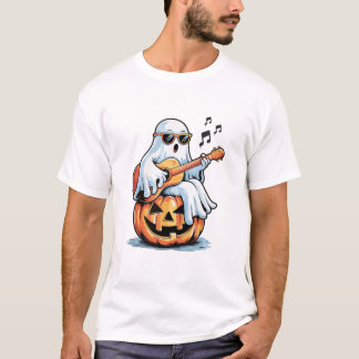 Ghost with Guitar Cool Halloween Music T Shirt