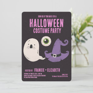 Ghost with Witch Halloween Costume Party Inbjudningar