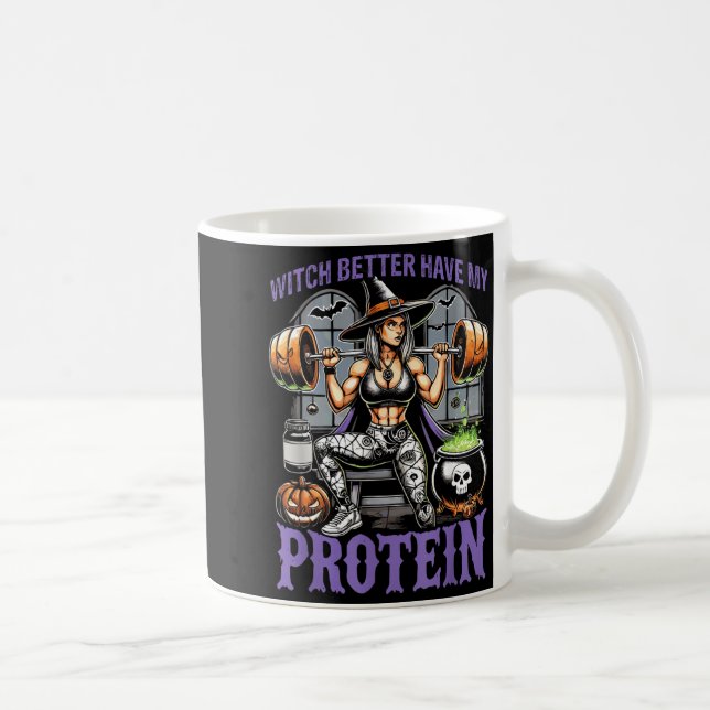 Ghost Workout Häxa Måste Ha Protein Halloween Kaffemugg (Höger)