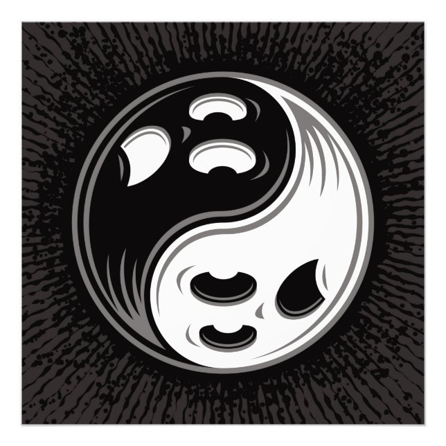 Ghost Yin Yang Black and White Fototryck (Framsidan)