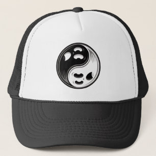 Ghost Yin Yang Black and White Keps