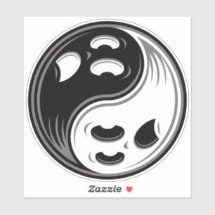 Ghost Yin Yang Black and White Klistermärken