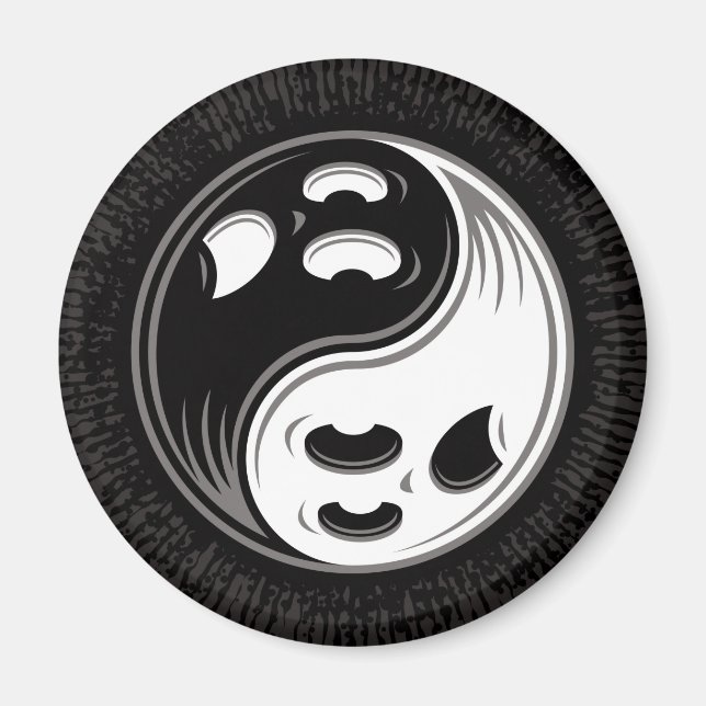 Ghost Yin Yang Black and White Magnet (Framsidan)