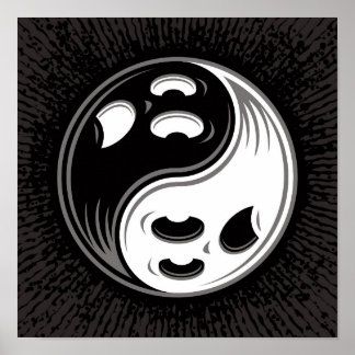 Ghost Yin Yang Black and White Poster