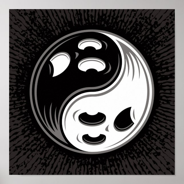 Ghost Yin Yang Black and White Poster (Framsidan)