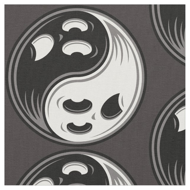 Ghost Yin Yang Black and White Tyg (Närbild)