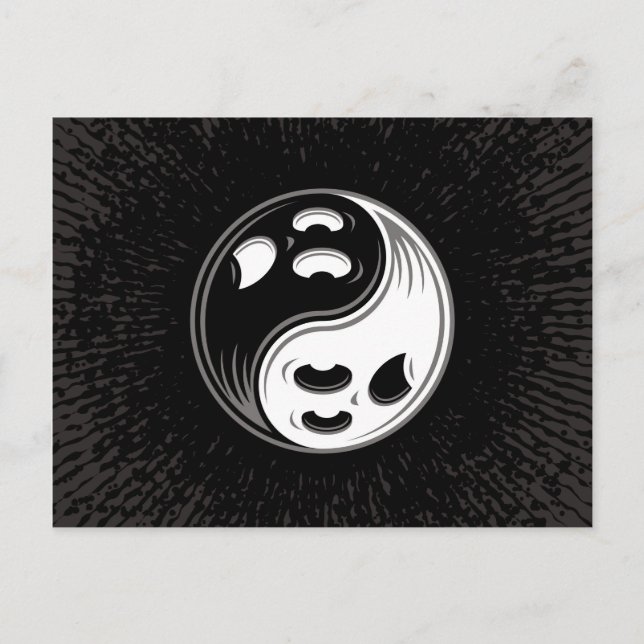 Ghost Yin Yang Black and White Vykort (Framsida)