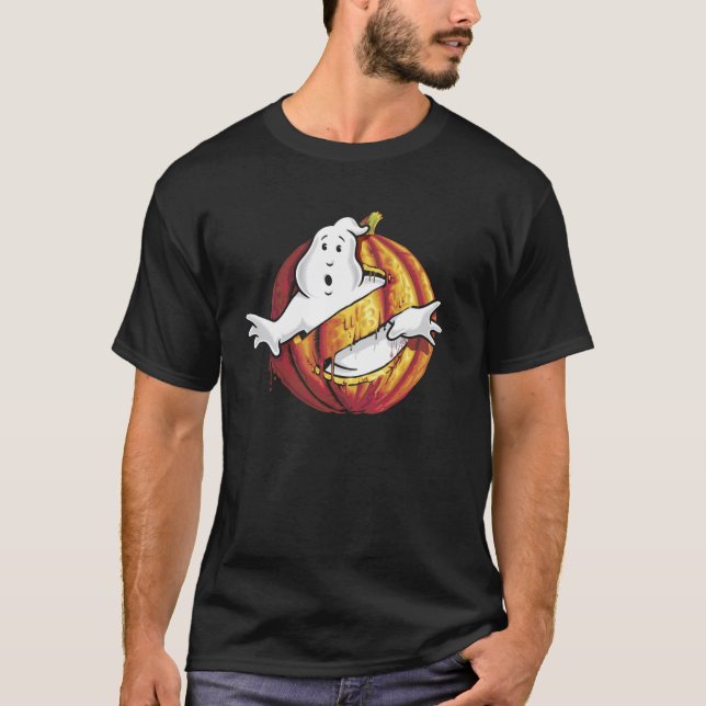 Ghostbusters Klassiska Logotyp Halloween Pumpa Trö T Shirt (Framsida)