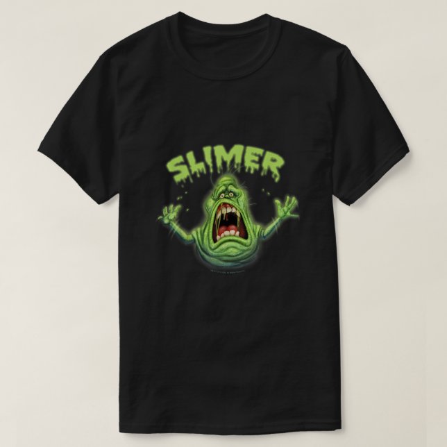 Ghostbusters Slimer Neon Porträtt T Shirt (Design framsida)
