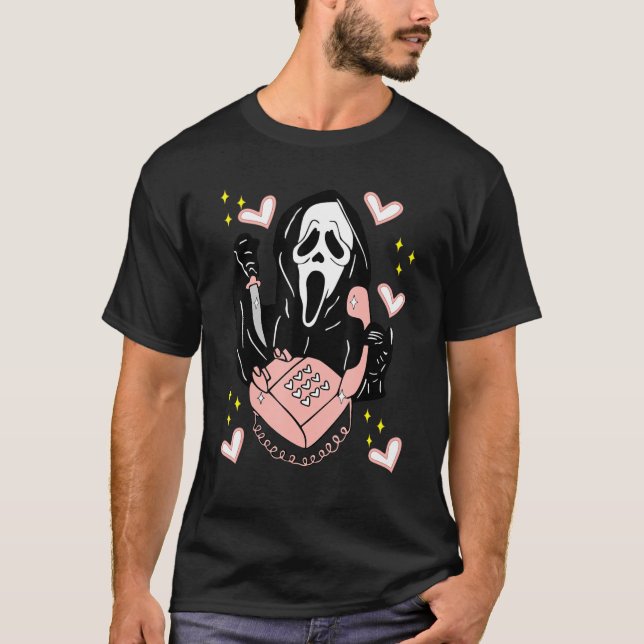 Ghostface Calling Halloween Funny And Scream You H T Shirt (Framsida)