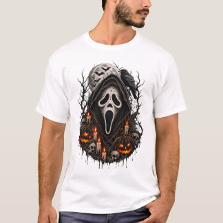 Ghostface Halloween, gotisk rosa dödskalle skräck T Shirt