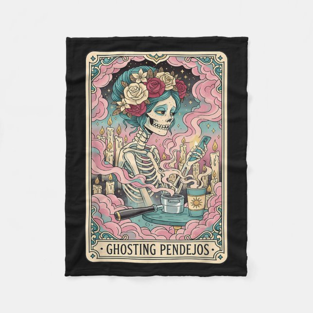 Ghosting Pendejos Funny Día de Los Muertos Tarot C Fleecefilt (Framsidan)