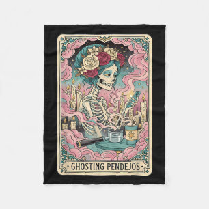Ghosting Pendejos Funny Día de Los Muertos Tarot C Fleecefilt