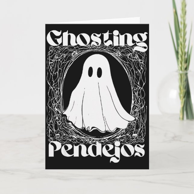Ghosting Pendejos Funny Mexican Ghost Halloween Hi Kort (Framsida)