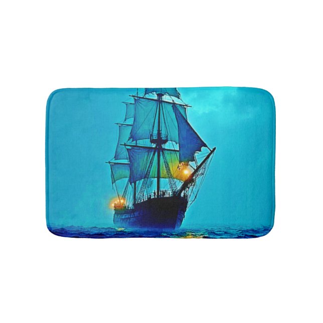 Ghostiskt Tall Frakt Sea Voyage Design Badrumsmatta (Framsidan)