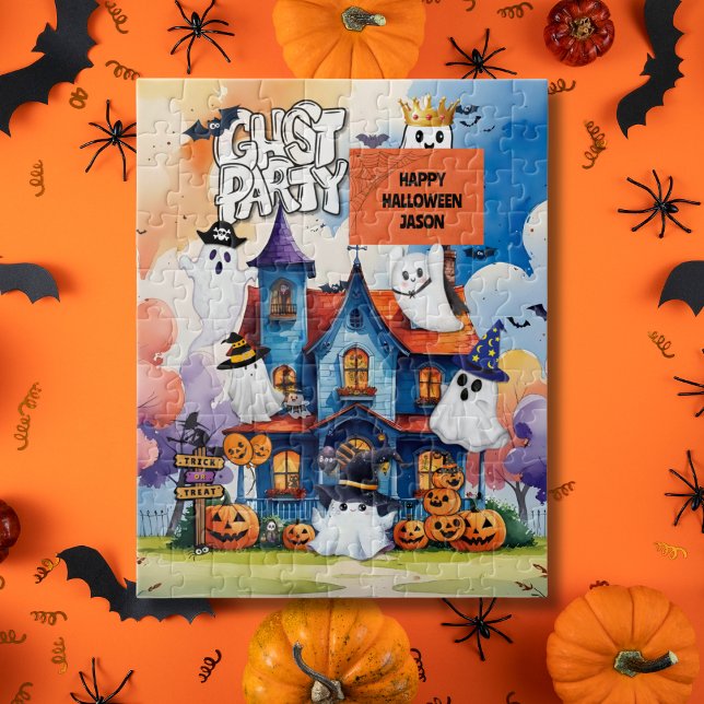 GHOSTLY CUTE HALLOWEEN JIGSAW PUZZLE PUSSEL (Skapare uppladdad)