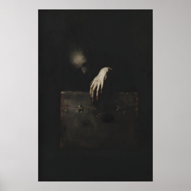 Ghostly Figure Reaching Out of Antique Chest Poster (Framsidan)