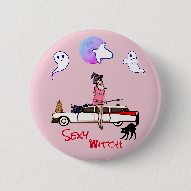 Ghosty Ghost Rosa Halloween Button Knapp (Framsida)