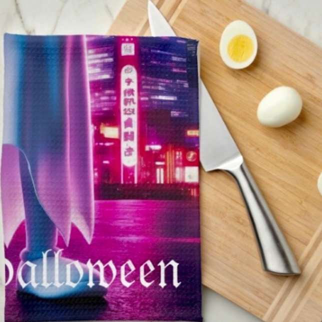 Ghosty Wave & Urban Lights  Kökshandduk (Kitchen Towel 16”X24” poly-blend machine washable. 
)