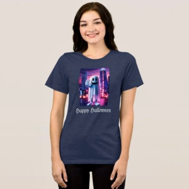 Ghosty Wave & Urban Lights  T Shirt (Comfy tri-blend women’s tee feminine fit, scoop neck, short sleeves, relaxed fit.  
)