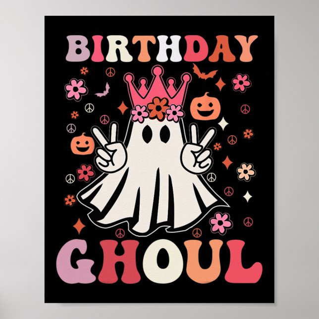 Ghoul Blommigt Ghost Kid Girl Groovy Hallow Poster (Framsidan)