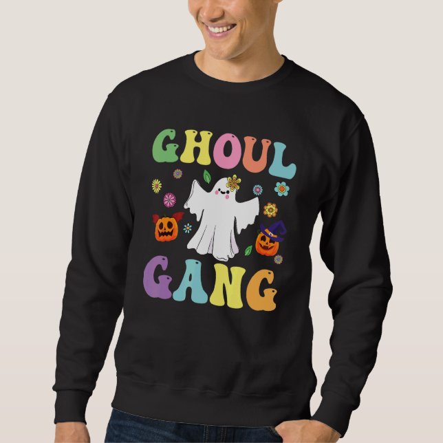 Ghoul Gang Groovy Hey Boo Pumpkin Boo Crew Hallowe Lång Ärmad Tröja (Framsida)