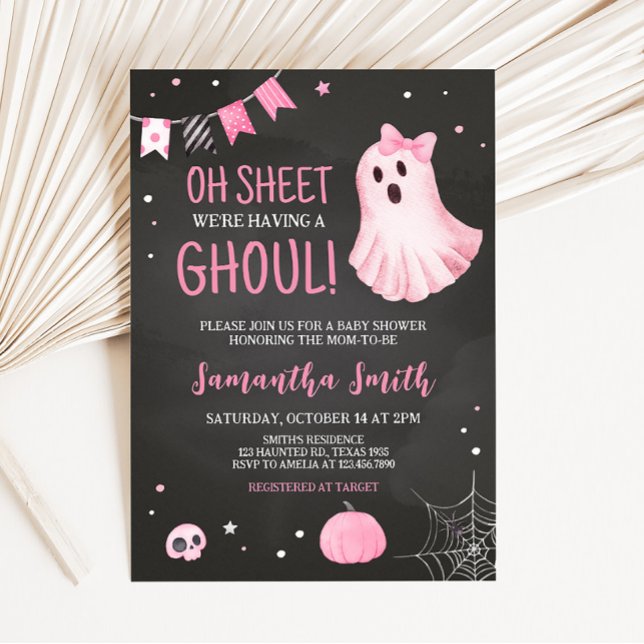Ghoul Ghost Halloween Baby Shower Inbjudningar (Girl Ghost Baby Shower Invitation)