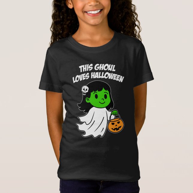 Ghoul Kärlek Halloween Girl Cute T Shirt (Framsida)