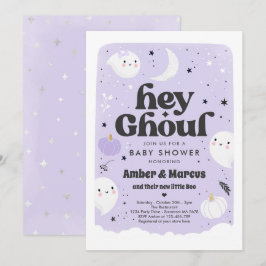 Ghoul Lila Girl Girl Ghost Baby Shower Inbjudningar