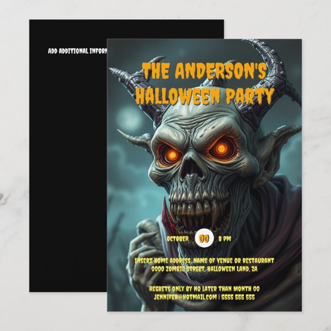 Ghoul monster folklore monster vuxnor halloween inbjudningar (Fram/baksida)