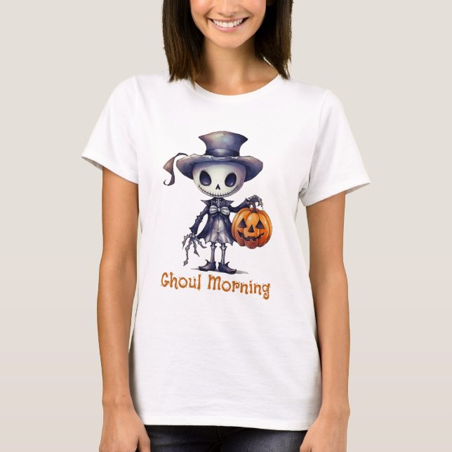 Ghoul Morgon Ghoul Skeleton Halloween Mugg T Shirt (Framsida)