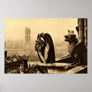 Ghoul Notre Dame, Paris Frankrike 1912 Vintage Poster