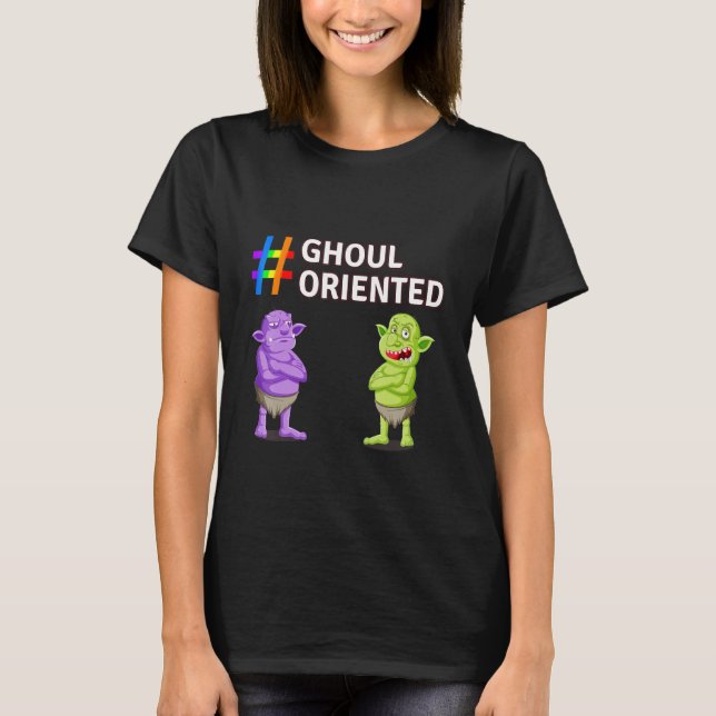 Ghoul-orienterad Scary Cute Halloween-familjens ro T Shirt (Framsida)