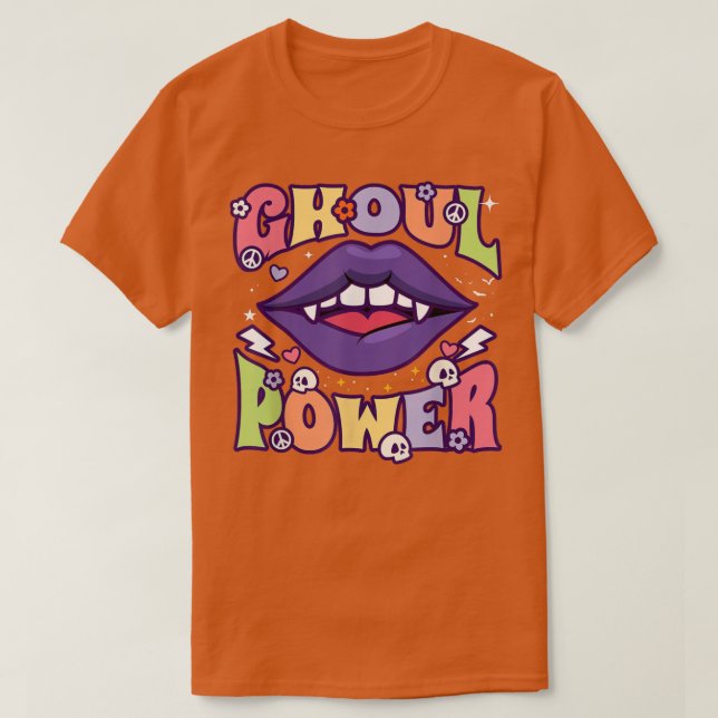 Ghoul Power Funny Halloween Vibes Retro Groovy Vam T Shirt (Design framsida)