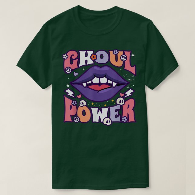 Ghoul Power Funny Halloween Vibes Retro Groovy Vam T Shirt (Design framsida)