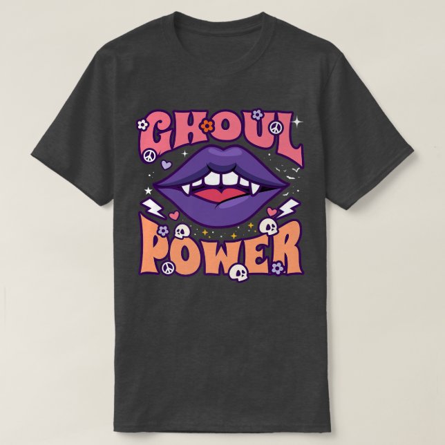 Ghoul Power Funny Halloween Vibes Retro Groovy Vam T Shirt (Design framsida)