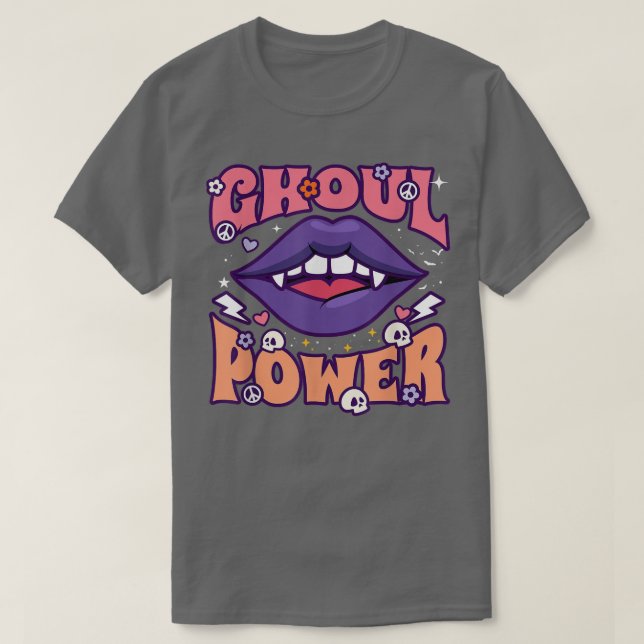 Ghoul Power Funny Halloween Vibes Retro Groovy Vam T Shirt (Design framsida)